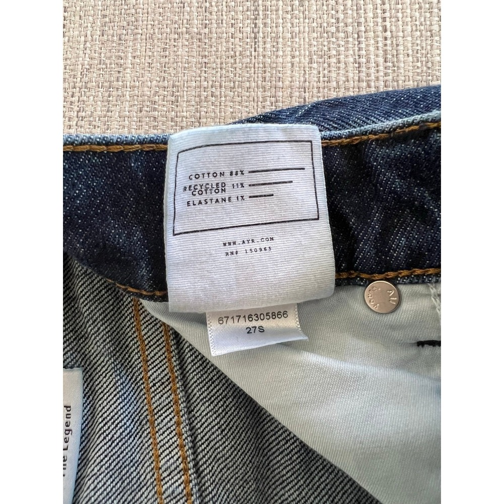 AYR The Legend 27S Dark Indigo Jeans Straight Leg High Rise Skyscraper - Picture 6 of 8